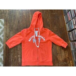 Aeropostale Pastel Orange 3/4 Sleeve Zip Up Hoodie Size XL